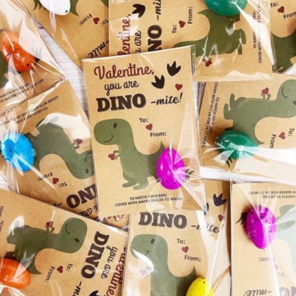 Valentinsdag gaver til børn - 12/24 pakke Dinosaur Egg Hatching Card (12 stk)