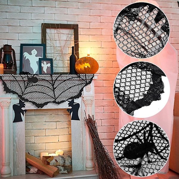 Halloween Dekoration Tyg Spindelnät Halloween Duks, Spindelnät Svart Rund Duks, Halloween Bord Dekoration, Matbord Gums Dörr Hall