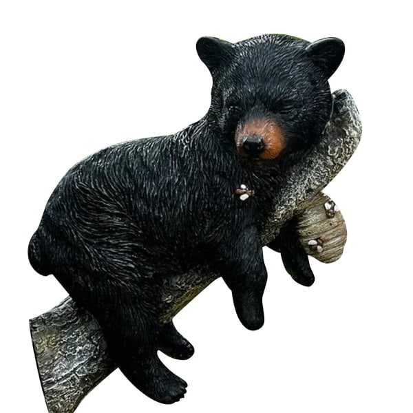 Black Bear Cub Napping henger i en trefigur Black Bear Tree Ornamenter