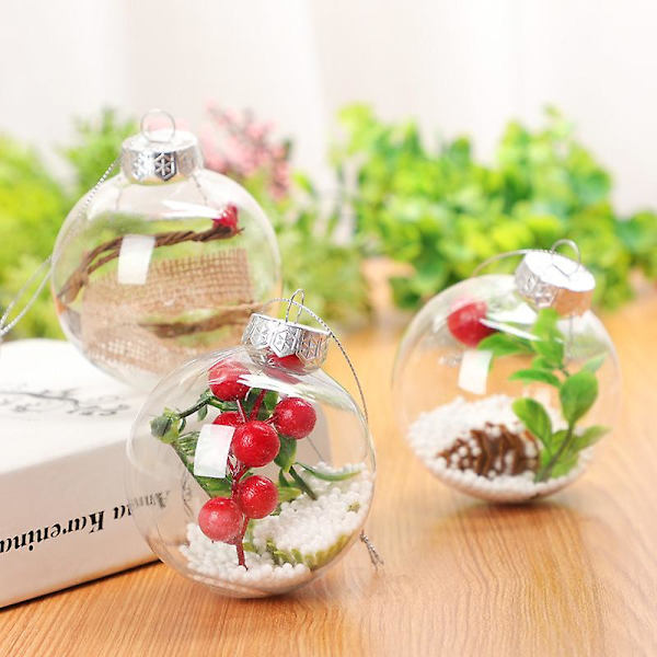 10 st julgranskulor i genomskinligt glas