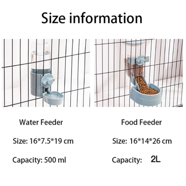 Självhängande skål för sällskapsdjur matningsbur Vattenflaska Matautomat Valp Katt Kanin Blå fågel Vattenskål Husdjursmatningsprodukter