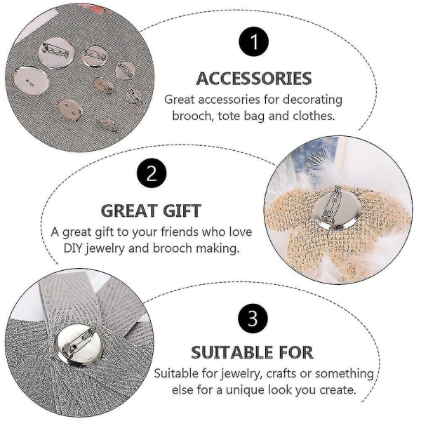 100 stk gjør-det-selv-brosjetilbehør Tilbehør til å lage smykker Rund platebaseklips
