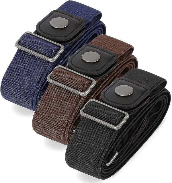 3-pack 4-pack Osynlig Stretchbälte utan spänne Elastiskt bälte utan spänne