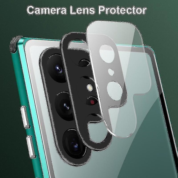 Anti Peeping Privacy Case kompatibelt med Samsung Galaxy S22 Ultra/s22, dubbelsidigt magnetiskt cover av härdat glas （För Galaxy S22 Ultra，Grön）