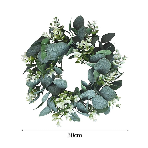 Kunstig Blomster Eukalyptus Krans Udendørs Dekoration Fordør Væg Vindue De（L）