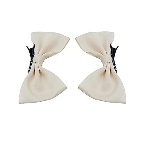 2PCS Sløyfe Hårklips for Kvinner og Jenter Søte Sideklips Hårnåler Temperament Off-white