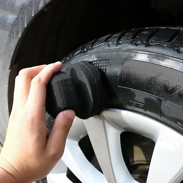 Yksityiskohtaharja Autopesu Musta renkaiden puhdistustyökalut Autonpuhdistusrenkaiden vahaussieni Auton yksityiskohtien harja