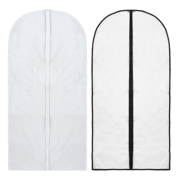 Gennemsigtigt støvdæksel til tøj Vandtæt beklædningspose dragt opbevaringsorganisering (med lynlås, hvid kant, 60*120 cm)