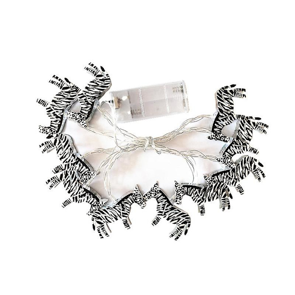 GHYT Barnrumslampor LED-ljusslinga med söta djur Zebra för barn, dekorativa lampor för semesterväggfönsterträd (10m/20LED, Zebra)
