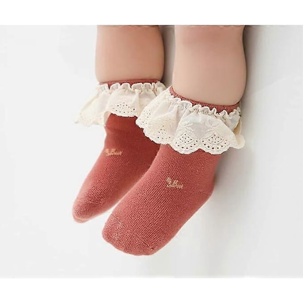 5 par Newborn - flickor Strumpor och Rosett Spädbarn Toddler Ankelstrumpor 6-12M