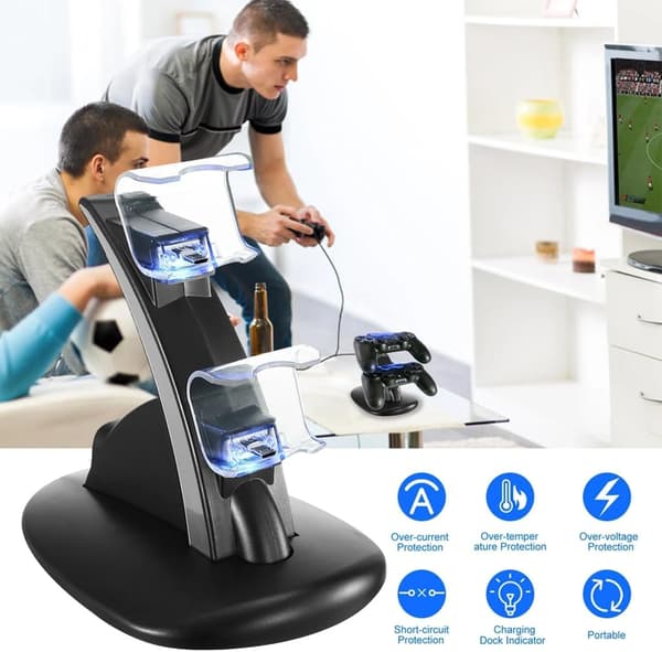 Ladestasjon Micro USB-laderstativ for PS4/slim/pro Gamepad-kontrollerhåndtak Ladestasjon