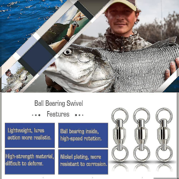 Kullagerfiskesväng, rostfritt stål, fiskebehållare, kullaccessoar, 17 mm, förpackning med 24
