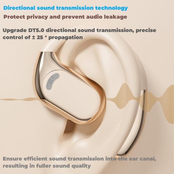 Bluetooth Open Ear Gaming Hodetelefoner, IPX5 Vanntette Støyreduserende Trådløse Bluetooth Ørepropper med Mikrofon for Android/iOS (Beige)