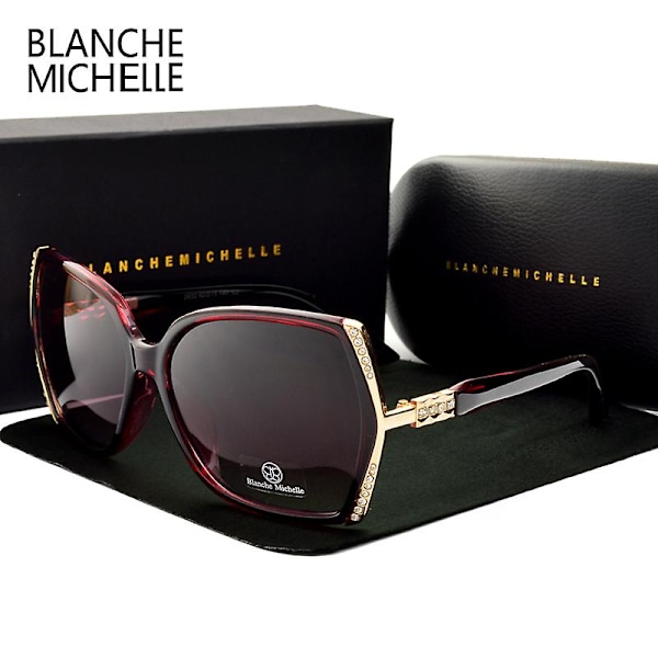Blanche Michelle Högkvalitativa Överdimensionerade Polariserande Solglasögon Vuxen UV400 oculos de sol Gradient Körning Solglasögon Med Box（gradient röd）