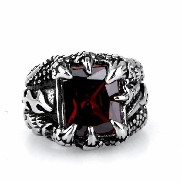 Man Retro Titanium Stål Ring Dominerande Dragon Claw Design Zircon Ring Gift