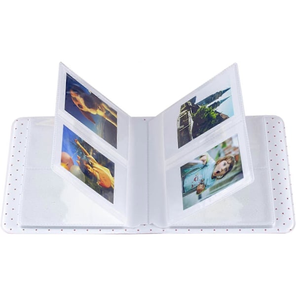 Mini fotoalbum med 64 fickor, passar för Fuji Instax Mini 7s 8 8+ 9 25 26 50s 70 90 snabbkamera och visitkort (elfenbensvitt 16 sidor).