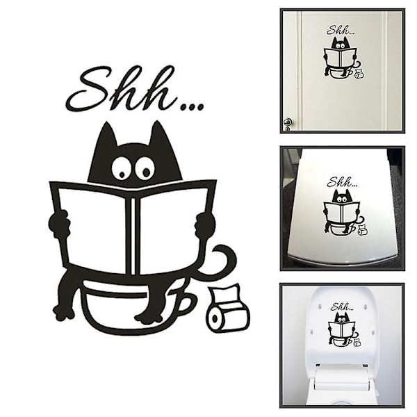 Väggdekaler, Avtagbar Tapet, Toalettlock, Söt Katt, Vinyl Dekoration, Trendig Badrumsdekoration, 24*20cm