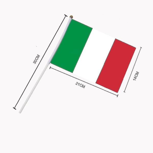 14x21cm 50 stk Små italienske flag hånd vifte med flag Plast flagstænger -t