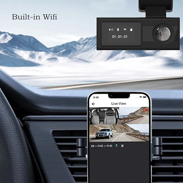 Dash Cam Real 1080P Bil Dash Cam Front Dash Kamera För Bilar Wifi Kamera Recorder G-Sensor Med Super Night Vision Loop Recording