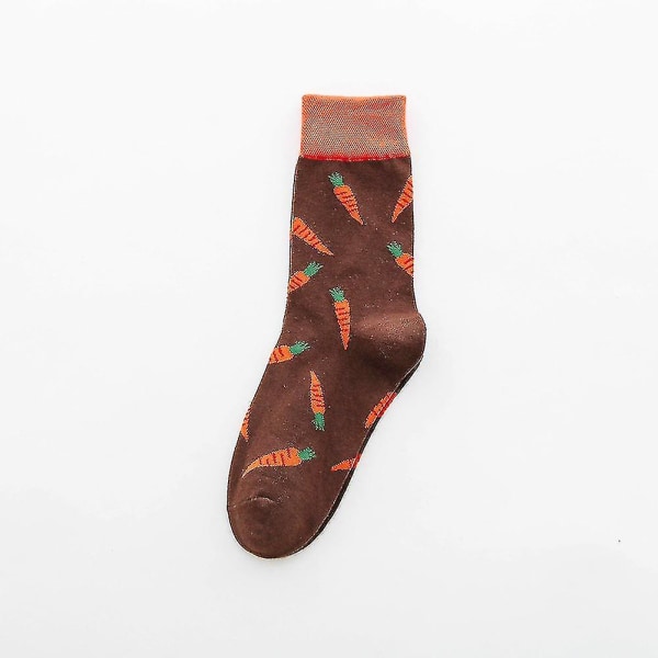 Unisex sukat hedelmäkuvioinen keskiputki puuvillasukat Hauskat värilliset pehmoiset sukat (kahviretiisi)