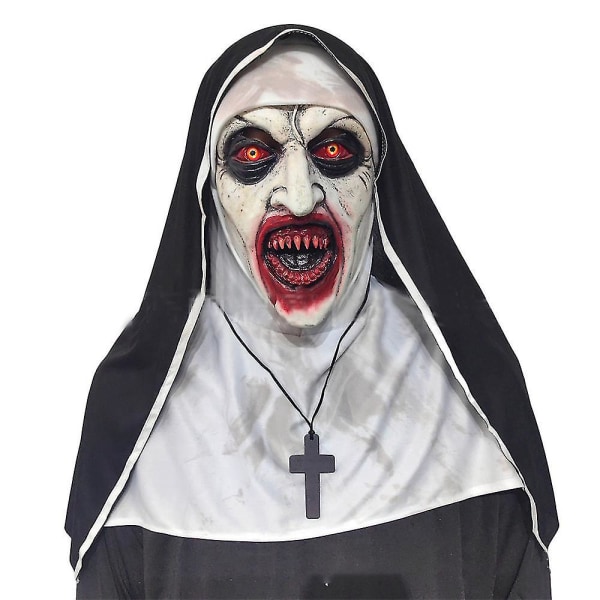 Halloween festrekvisitter The Nun Valak Mask Latex Mask Latex Horror Masker, uhyggelige maskegaver（A）