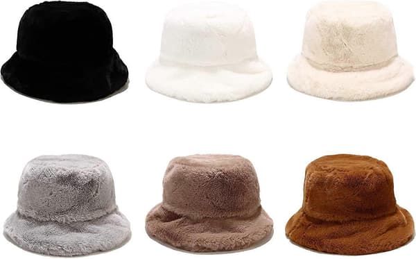 Vinterfårfällshinkhatt Fluffig Varm Hatt för Kvinnor Män En Grå -