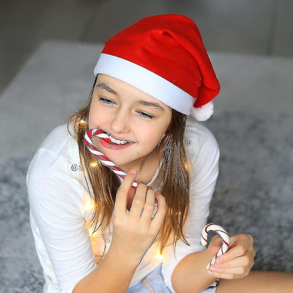 Julehat 12-pak Plys nissehuer til julekostume Julefesttilbehør Feriefest favoriserer Cosplay-tilbehør til voksne