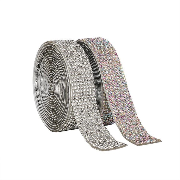 GHYT 2kpl 2,2 jaardia itseliimautuvaa kiderinestone-timanttinauhaa, Bling-timanttitarra DIY-autonkoristetarra Glitter-timanttikiteet
