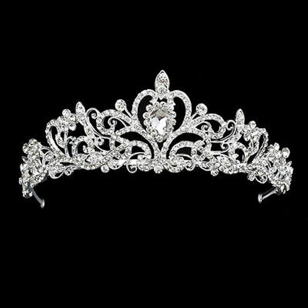 Bryllup Brude Crystal Rhinestone Hair Crown Pandebånd Hovedbeklædning