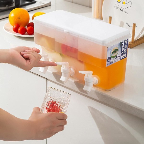 Kjøleskap Kaldtvannskanne med kran Stor kapasitet 3 rom Frukttekanne Kjøkken Husholdningsisjuicemaskin Sommernødvendigheter