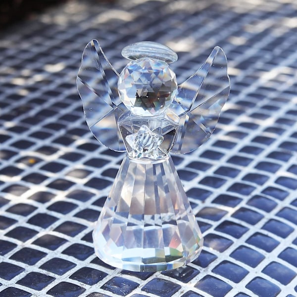 Kristallängel Figur Dekorativ Klar Glas Heminredning Ornament Samlarobjekt Present Till Barn