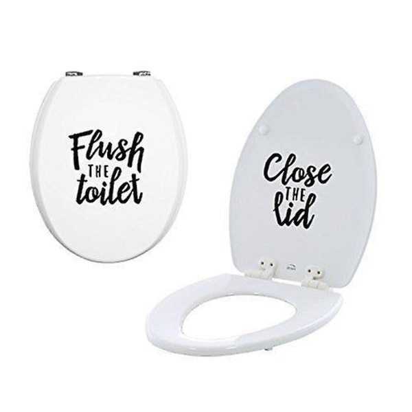 Klistremerke for badetoalett Skyll toalettet og lukk lokket - Vinyldekal Svart - Klistremerke for baderomstøy