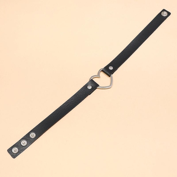 Wabjtam 2 stk. Kvinde Mænd Cool Punk Choker Hjerte Form Biker Læder Studded Choker Pu Læder Krave Choker Rock Gotisk Halskæde Choker