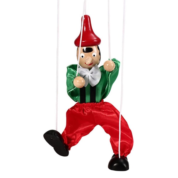 Klovnehånd Marionetdukkelegetøj Farverig marionetdukkedukke i træ i træ Forælder-barn interaktivt legetøj（A，Som vist）