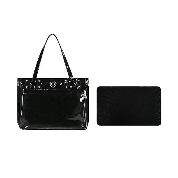 Håndveske Lolita Dameveske Trend Subkultur Lakkvesker Ita Vesker Damemote DIY Harajuku Estetisk Tote Bolso Mujer（41x29x8cm，Svart）