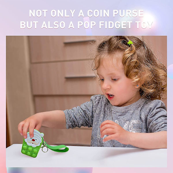 Söt Mini Pop-plånbok för flickor, söta påskpop-leksaker presenter för flickor, tryck på pop-plånbok leksak, pop nyckelring myntväska leksaker för påskpresenter (vit)