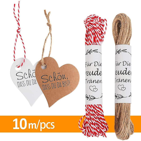 Valentine's Day gaveetiketter 200 stykker, hvite og skinn Valentine's Day har hjerteformede stiler