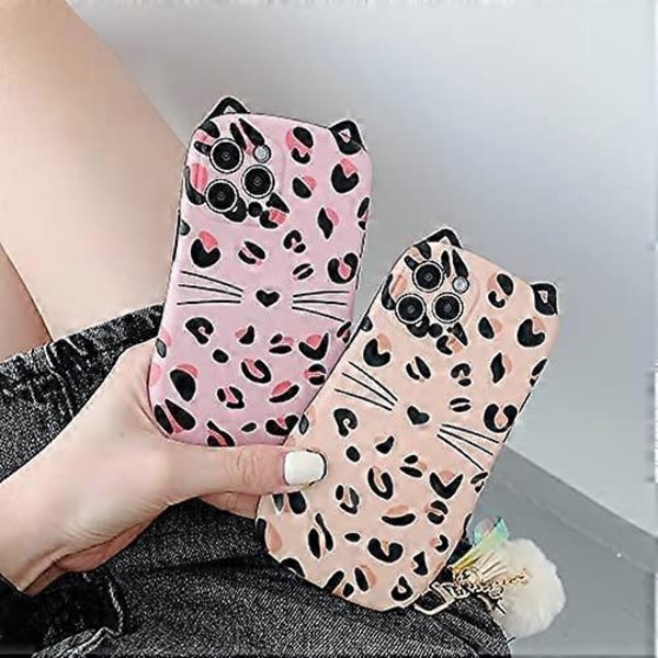 Telefonfodral för iPhone 7 Plus/8 Plus, Flicka Kvinna Vacker Leopard Spetsiga Öron Katt Mjuk TPU Silikon Gummikåpa Full Kropp Kamera Täckta Skydd
