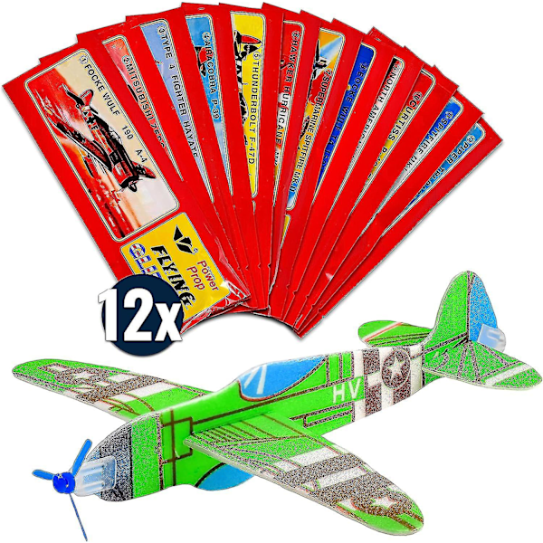 Set med 12 Styrofoam Glidare Aviator Kastglidare Perfekt Som Partypresent Till Barnkalas För Barn Flickor Och Pojkar