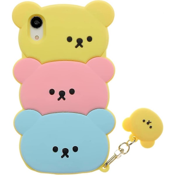 Sött Godisbjörn Skal för iPhone XR 6.1\", iPhone XR Björnskal, 3D Sött Godisbjörn Skal för Kvinnor Flickor Tonåringar Barn, Kawaii Söt Staplade Godisbjörn Mjuk Silikon
