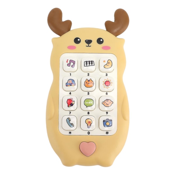 Babytelefonlegetøj Interaktivt elektronisk musiklys Tyggeligt Tidligt pædagogisk babysmartphonelegetøj（Gul）