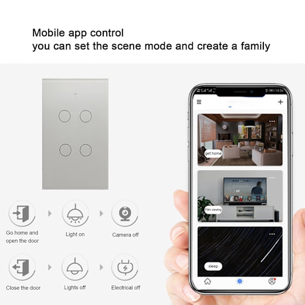 Smart S-witch,smart Wi-fi Wall Swit-ch,2.4ghz Wi-fi Tou-ch Switc-hes,fit For Us Wall Switc-hes, 4