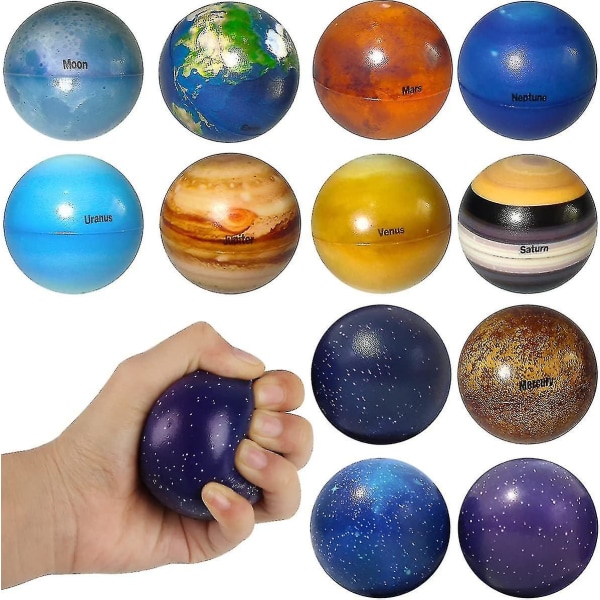 Anti-stressball, stjernehimmelballer sett med 12 stressballer for elting, squishy antistressballer, stressavlastende følelsesmessig leketøy for barn og voksne
