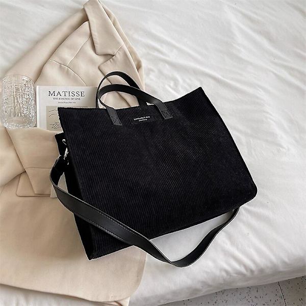 Handväska Handväskor för kontorskvinnor Axelväska för kvinnor Vintage Shopper Shoppingväskor Damväskor Vinter（35cmx29cmx12.5cm，svart）