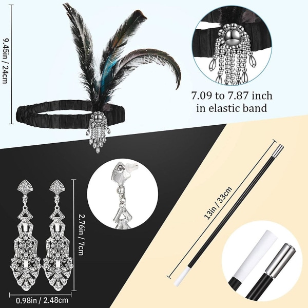 1920 set, Great Gatsby Accessories Flapper Set juhlapuvut tarvikkeet (tyyli 4)