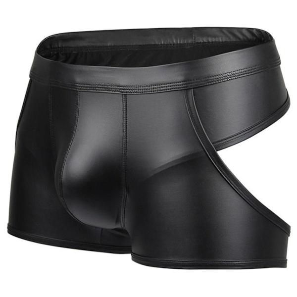 Mäns Sexig T-string Faux Läder Lingerie Kalsonger Underkläder Boxer Shorts String (XL)