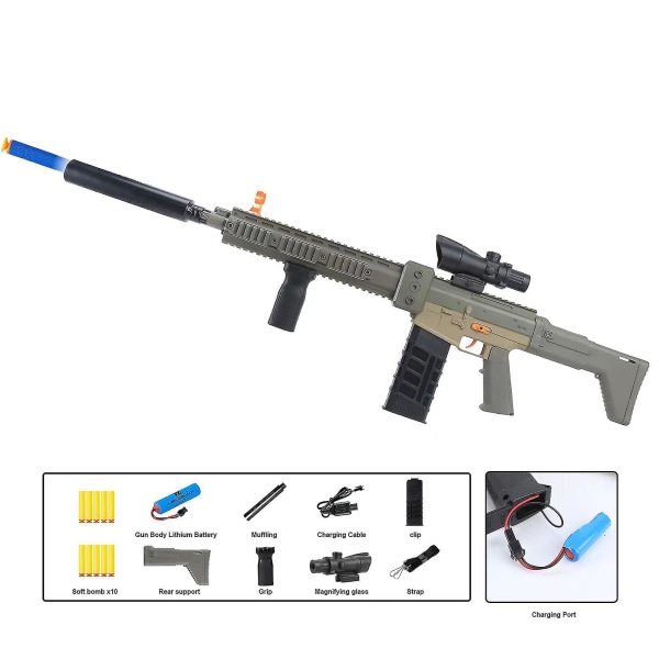 Realistisk lekepistol for Nerf Guns Dart Automatisk snikskytterrifle med sikte, skumblåser med 80 myk（rødt）