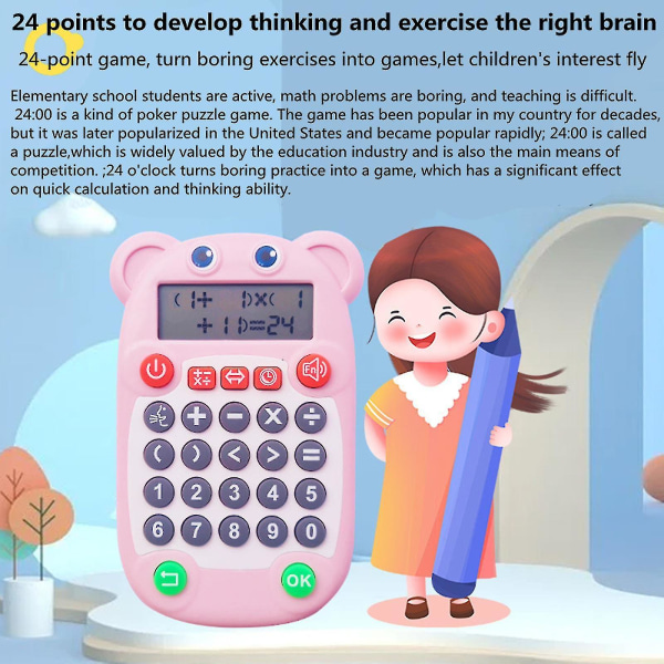 Matematisk hastighetsberegningstrener, fire grupper av blandet 24-punkts hastighetsberegningstenkningstrening, addisjon, subtraksjon, flerfarget valgfritt (rosa)