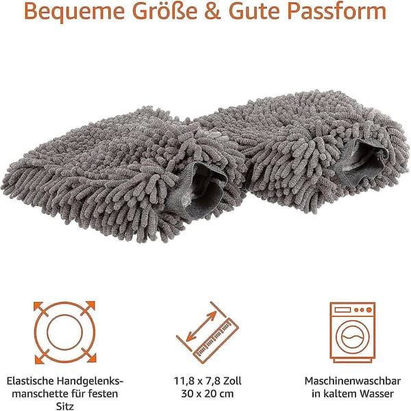 Lyxig Mikrofiber Bil Tvätthandske - 2-pack Grå