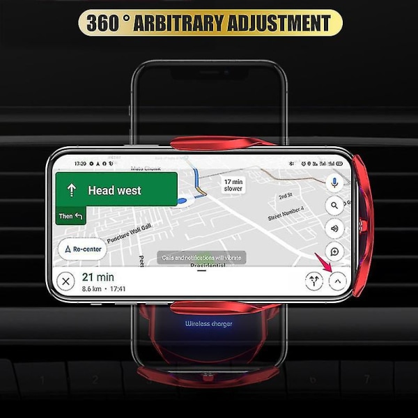 Q3 Bil Trådlös Laddning Mobiltelefon Hållare 15W Induktion Öppning och Stängning Bil GPS Navigation（Svart）